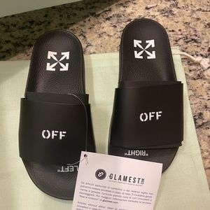 Off white rubber slides
